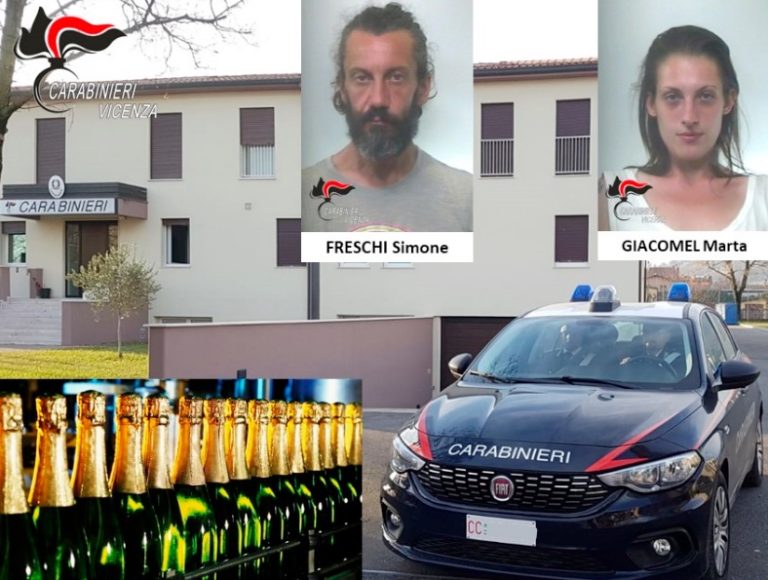 I carabinieri di Montecchio arrestano i ladri di Champagne: coppia trevigiana