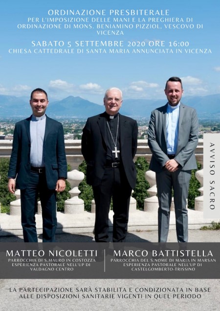 Due nuovi sacerdoti per la Diocesi di Vicenza