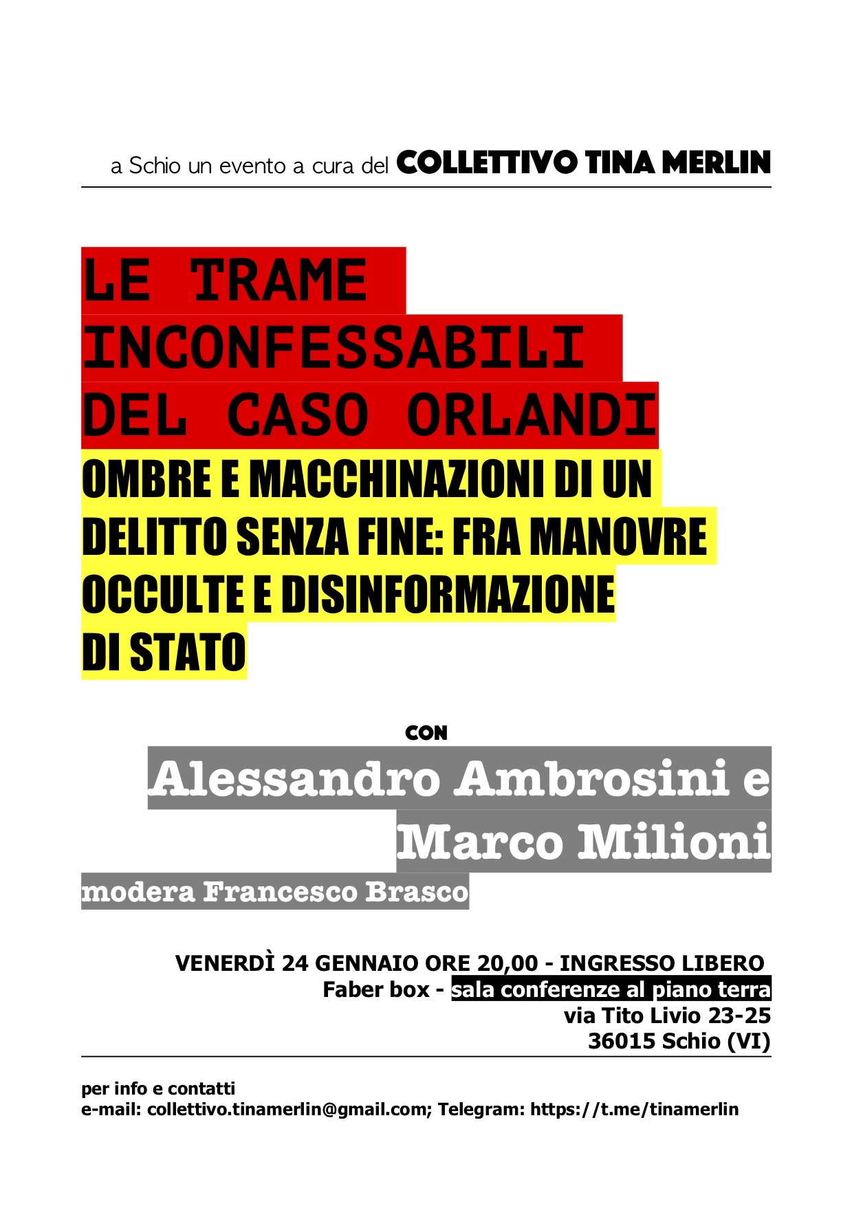 24 gennaio 2025 ore 20 al faber box caso Orlandi